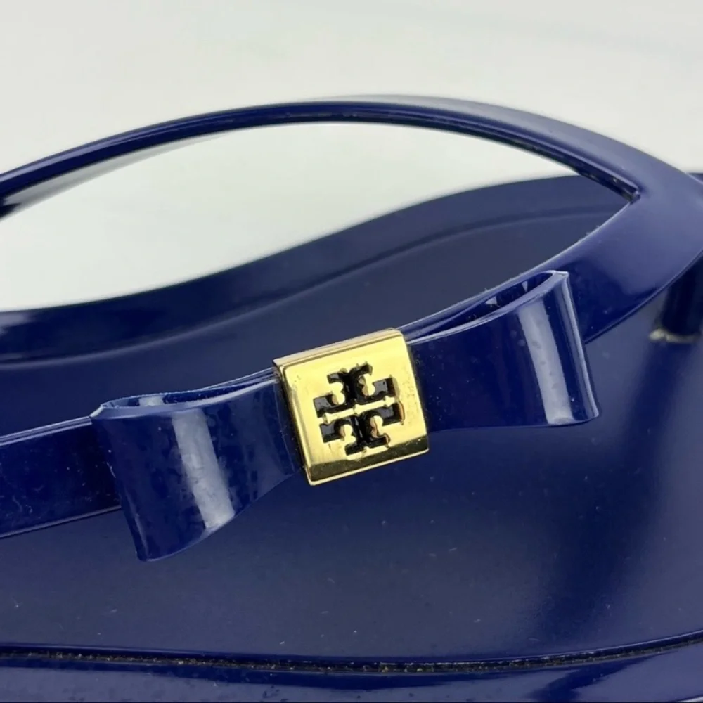 TORY BURCH Michaela Bow Blue Jelly Flip Flops Sz 8